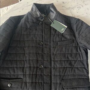 NWT Rodd & Gunn Men's Black Quilted Jacket with Faux leather collar